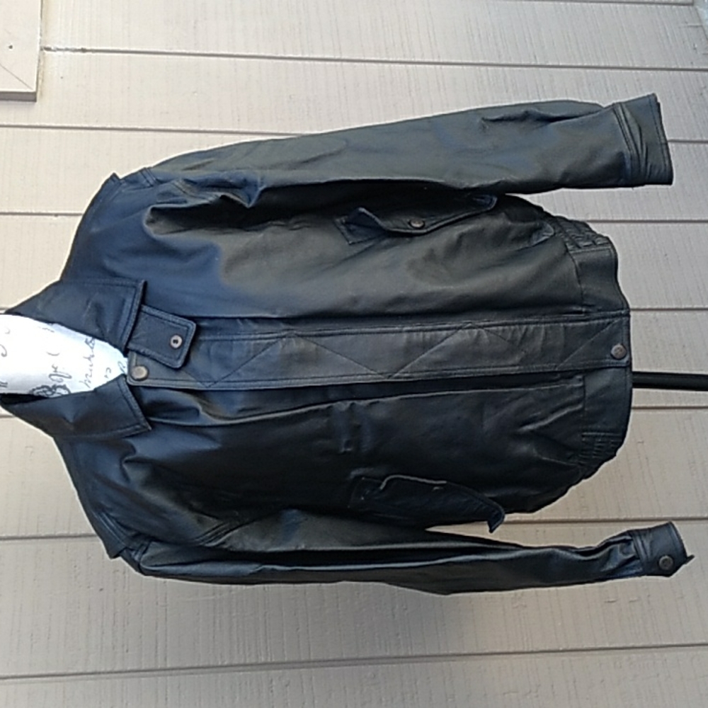 Prestige Leather Bomber Jacket Black Leather  Size Large